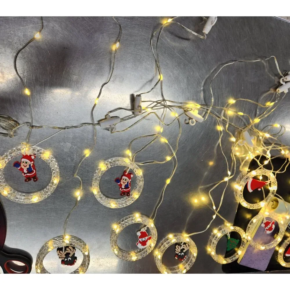 Window Lights Christmas Decor Ring Lights with Ornament LED Curtain Lights USB